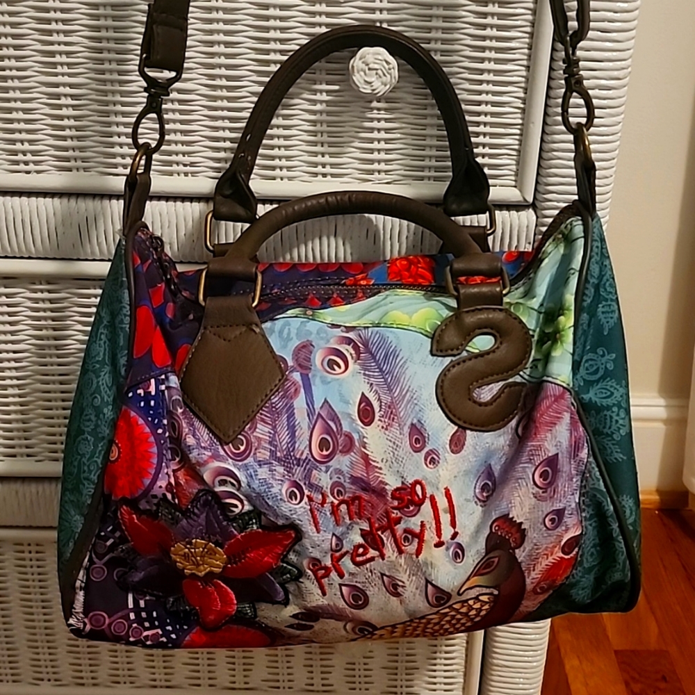 DESIGUAL! ❤️ Floral/Peacock Crossbody Purse! 👛 EXCELLENT CONDITION! ❤️